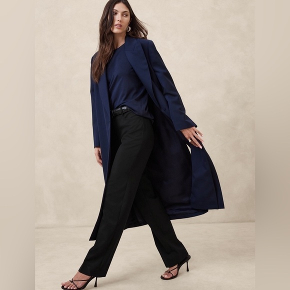 NWT! Banana Republic Black Siena Straight Wool Pant - Multiple Sizes - Picture 1 of 8